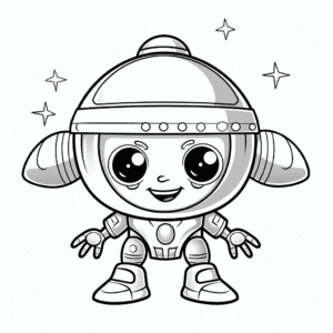 Alien spaceship V2 Coloring Page for Kids