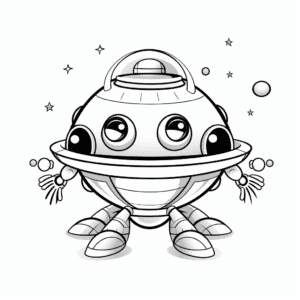 Alien spaceship V4 Coloring Page for Kids