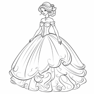 Ball gown V3 Coloring Page for Kids