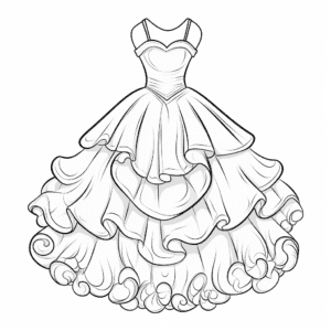 Ball gown V2 Coloring Page for Kids