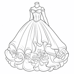 Ball gown V4 Coloring Page for Kids