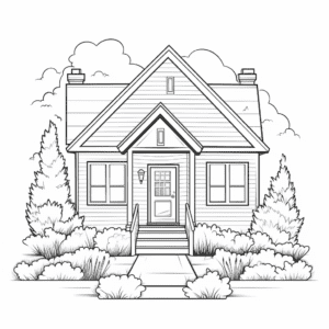 Cottage V3 Coloring Page for Kids