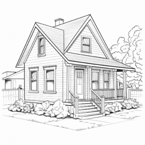 Cottage V2 Coloring Page for Kids