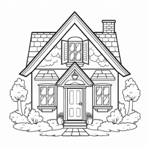 Cottage V4 Coloring Page for Kids