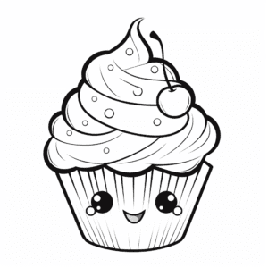 Cupcake Coloring Page for Kids
