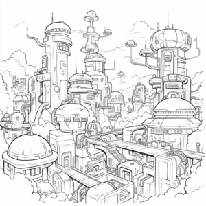Futuristic city V2 Coloring Page for Kids