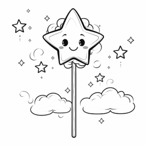 Magic wand V4 Coloring Page for Kids