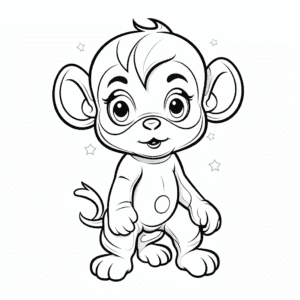 Monkey V3 Coloring Page for Kids