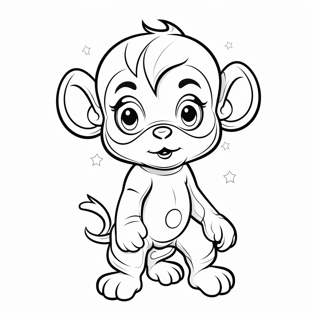 Monkey V3 Coloring Page for Kids - The Most Colorful™