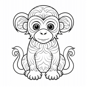 Monkey V2 Coloring Page for Kids