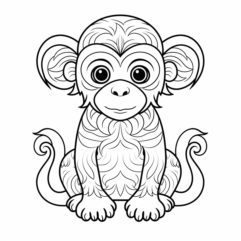 Monkey V2 Coloring Page for Kids - The Most Colorful™