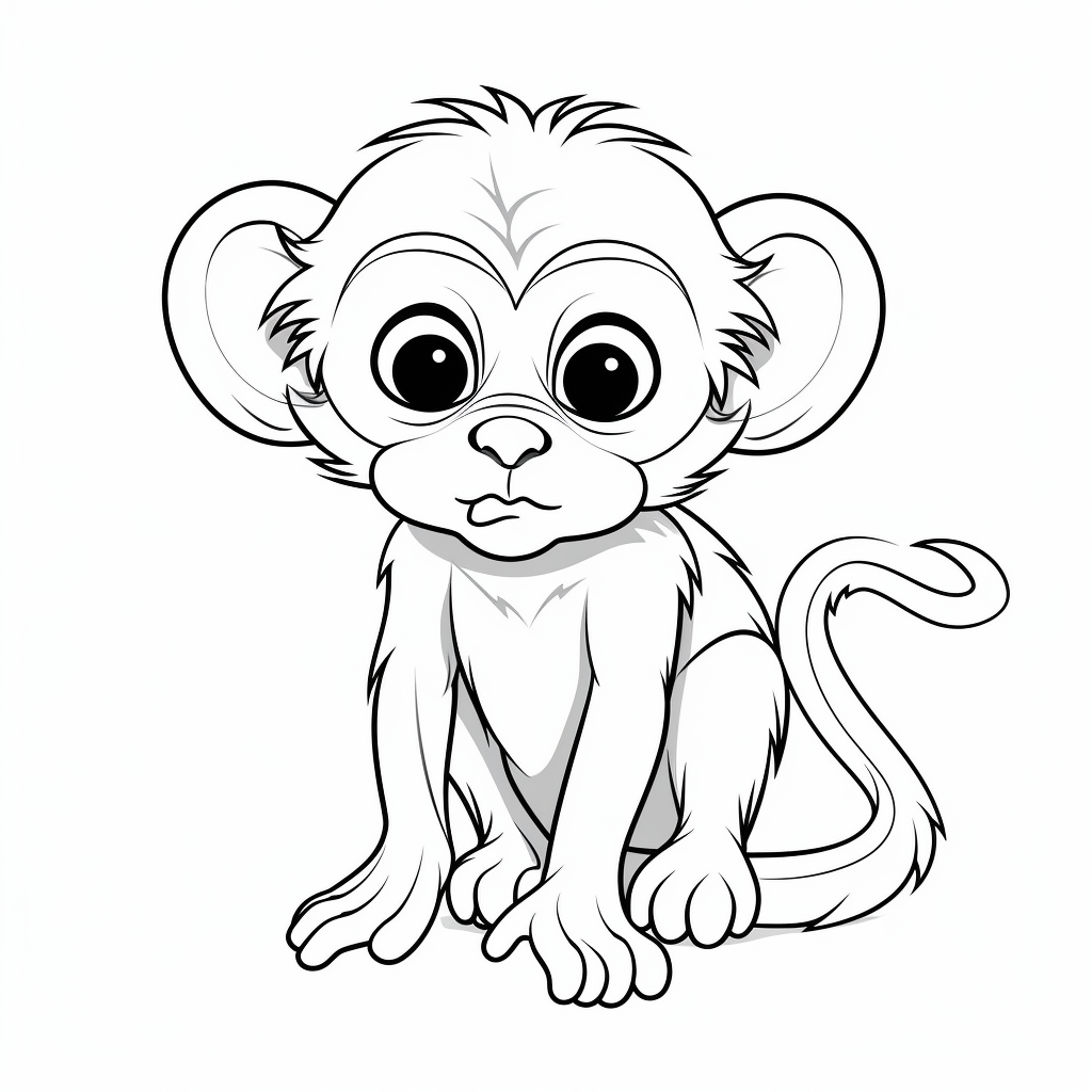 Monkey V4 Coloring Page for Kids - The Most Colorful™