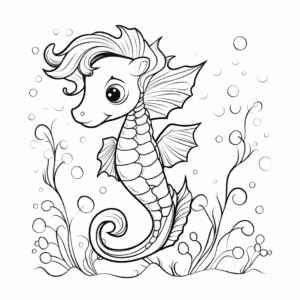 Seahorse V2 Coloring Page for Kids