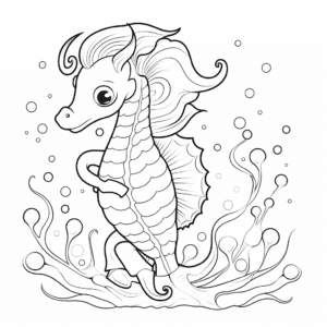 Seahorse V3 Coloring Page for Kids