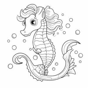 Seahorse V4 Coloring Page for Kids