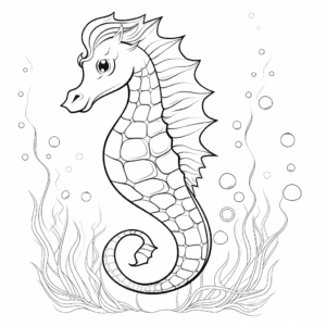Seahorse Coloring Page for Kids