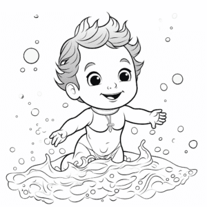 Swimming Coloring Page for Kids