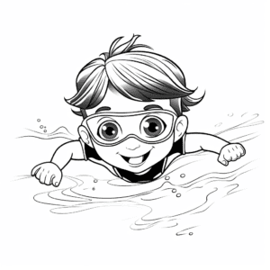 Swimming V3 Coloring Page for Kids