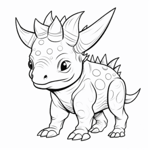 Triceratops V3 Coloring Page for Kids