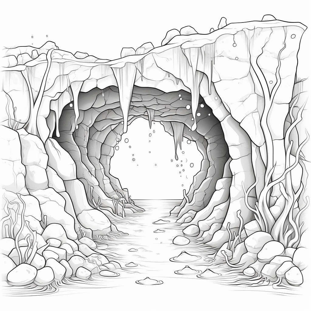 Underwater Cave Coloring Page For Kids The Most Colorful™