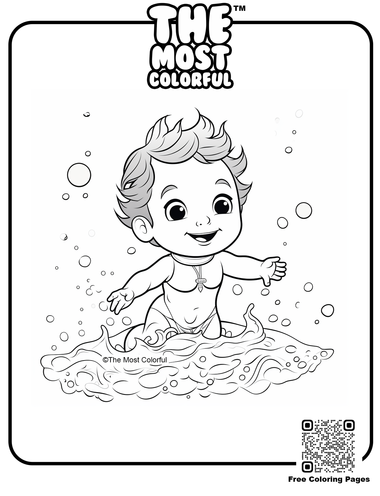 Swimming Coloring Page for Kids - The Most Colorful™